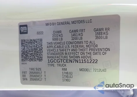 2022 Chevrolet Colorado 4Wd Long Box Lt z USA, uszkodzony, nr VIN 1GCGTCEN7N1151222